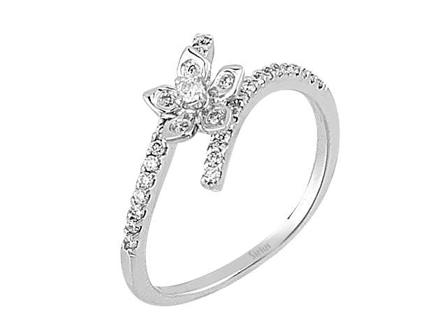 0.26 carat diamond floral motif ring