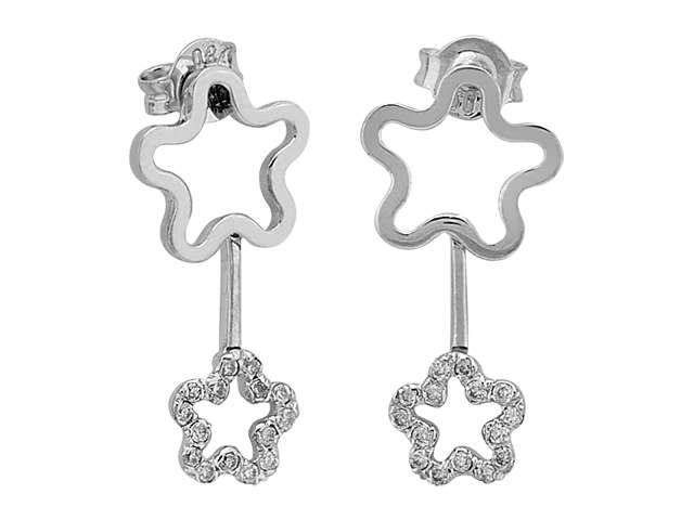 0,20 Gesamtkarat Diamant Blume Ohringe in 333er 8 Karat Weißgold – handgefertigter Diamantschmuck aus Feingold | Sirius Diamant
