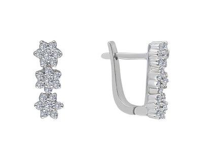 Diamond Tria Effect Daisy Jewelry Set in 8 K White Gold