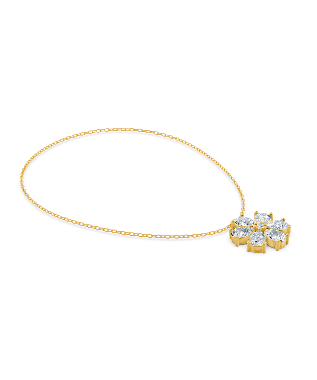 Edle Blumen-Halskette mit natürlichen Diamanten im Tropfenschliff