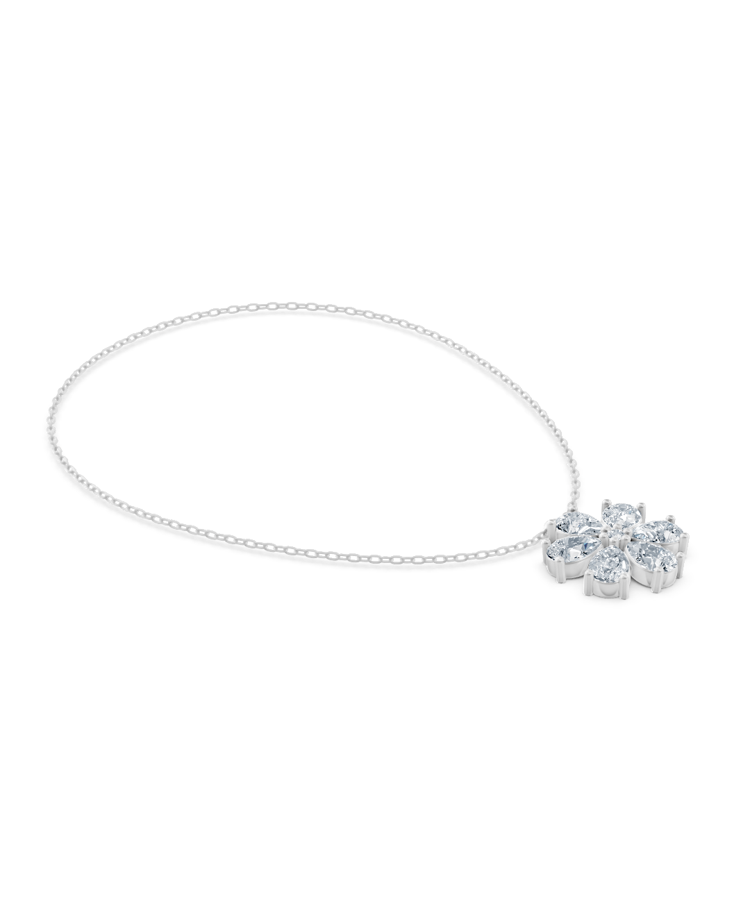 Edle Blumen-Halskette mit natürlichen Diamanten im Tropfenschliff – handgefertigter Diamantschmuck aus Feingold | Sirius Diamant