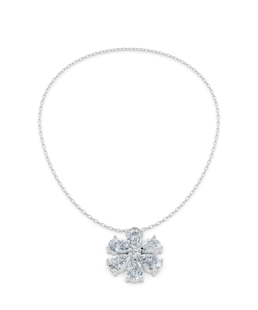 Edle Blumen-Halskette mit natürlichen Diamanten im Tropfenschliff – handgefertigter Diamantschmuck aus Feingold | Sirius Diamant