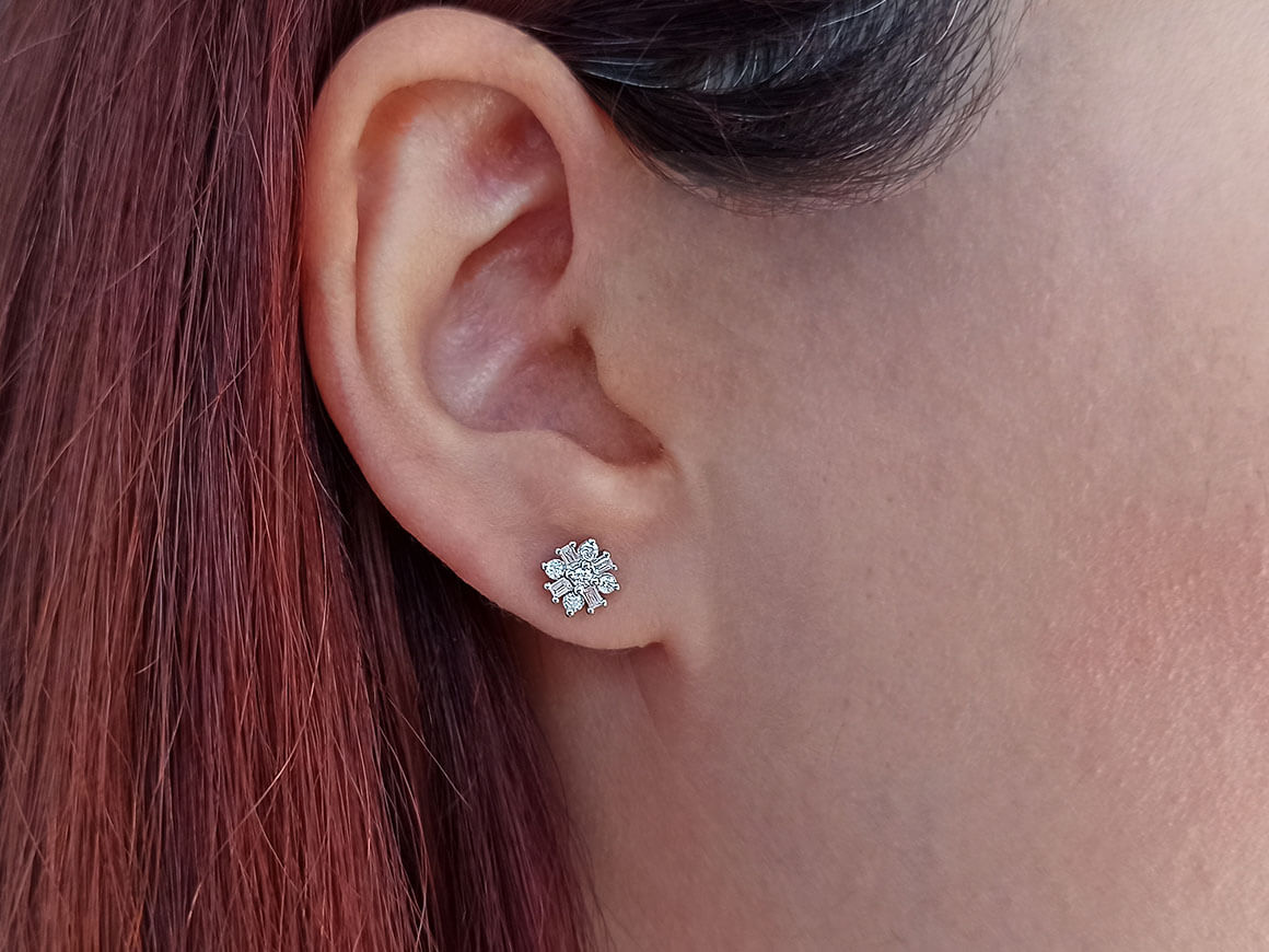 Capella Stern Baguette Diamant Schmuckset in 585er 14 Karat Weißgold