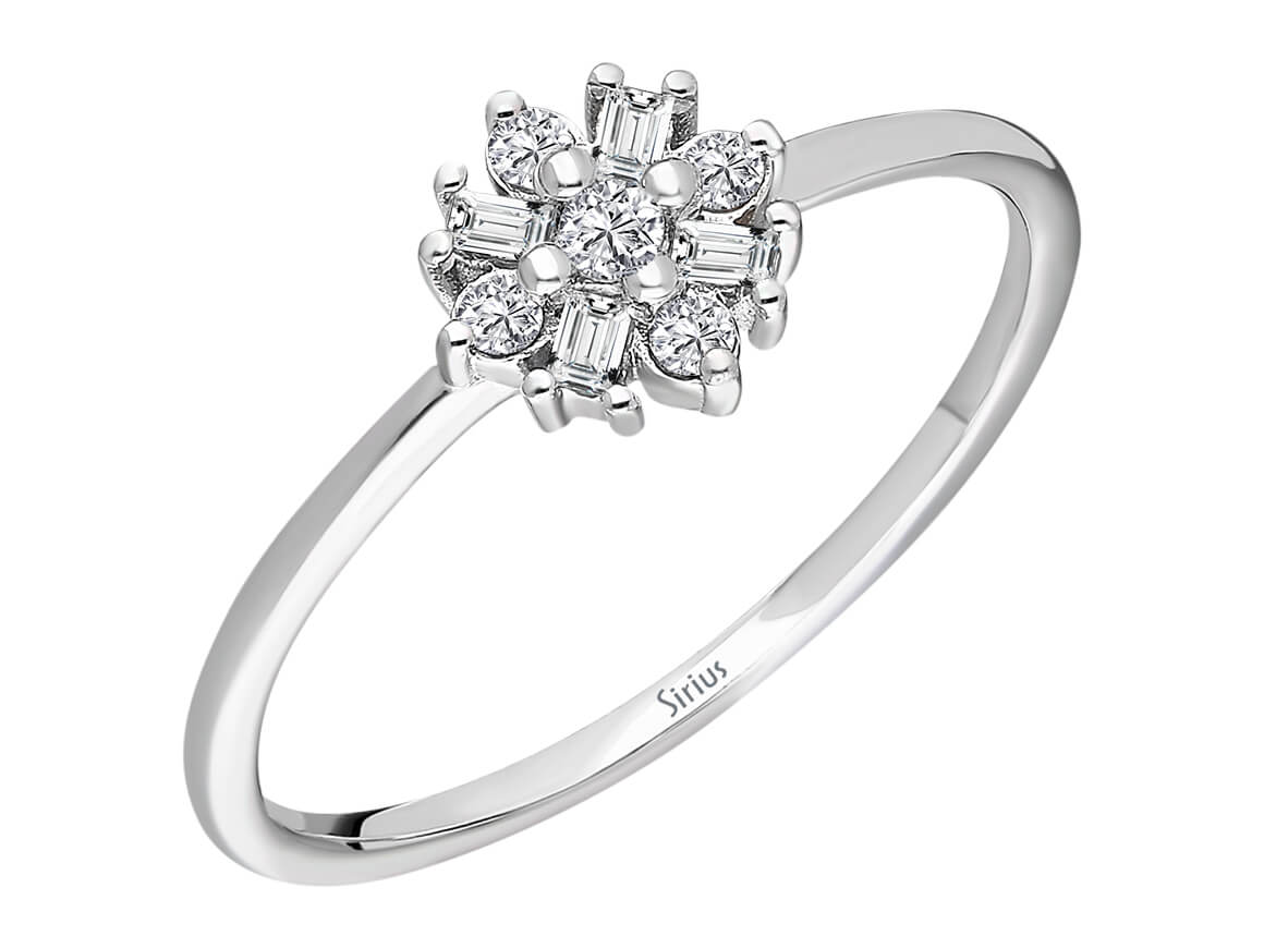 Baguette Diamant Capella Stern Ring - handgefertigter Diamantschmuck aus Feingold | Sirius Diamant