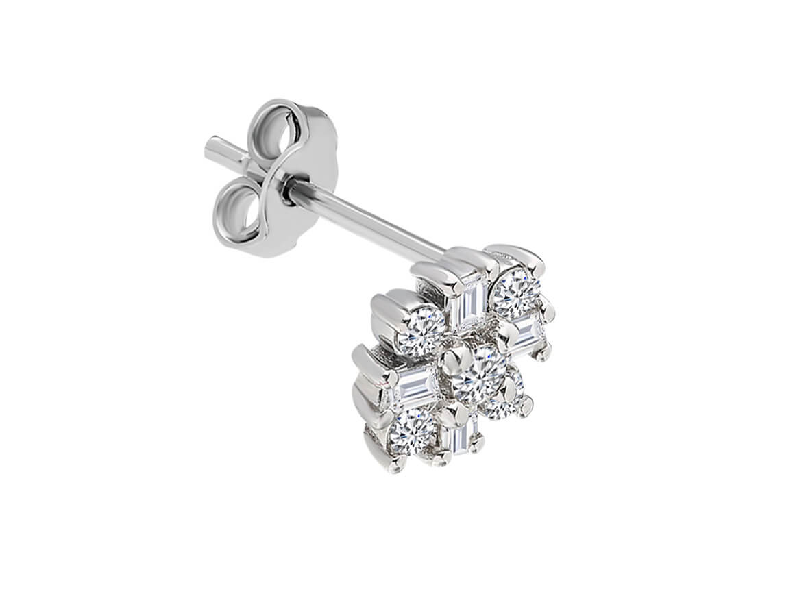 Capella-Stern-Baguette-Diamant-Herrenohrring - handgefertigter Diamantschmuck aus Feingold | Sirius Diamant