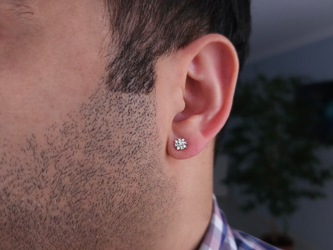 Capella star baguette diamond men's earring