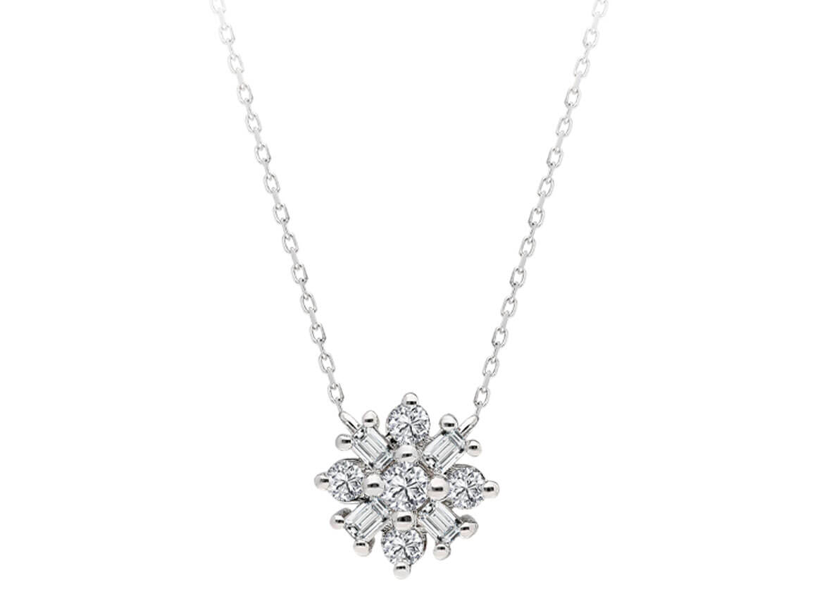 Capella Stern Baguette Diamant Schmuckset in 585er 14 Karat Weißgold - handgefertigter Diamantschmuck aus Feingold | Sirius Diamant