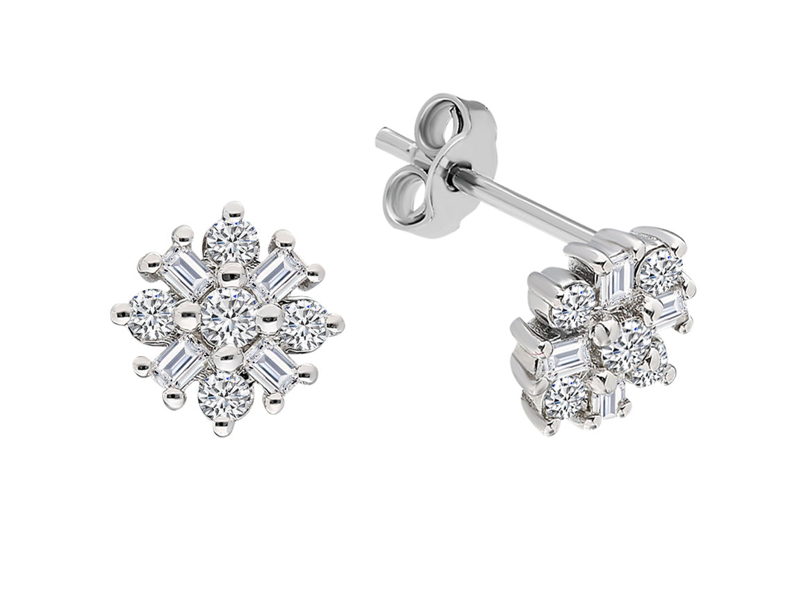 Capella Stern Baguette Diamant Schmuckset in 585er 14 Karat Weißgold - handgefertigter Diamantschmuck aus Feingold | Sirius Diamant