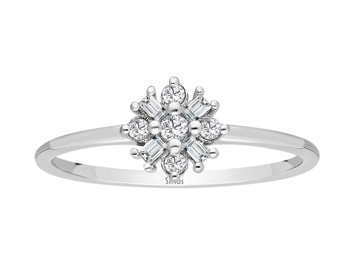 Bague étoile Capella en diamant baguette