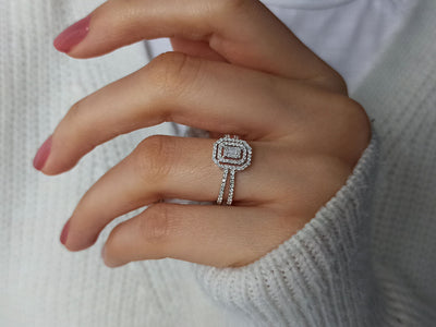 Double Shimmer Baguette Diamond Ring