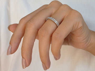 0.79 carat two rows of diamonds all around alliance in 585 14 K white gold
