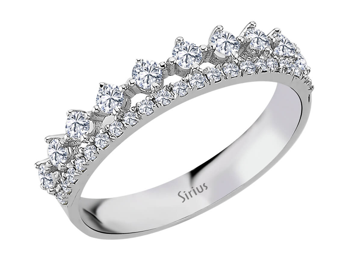 Doppelreihiger Diamant-Halbrundring - handgefertigter Diamantschmuck aus Feingold | Sirius Diamant