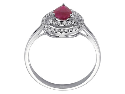 Two Row Diamond and Pear Ruby Ring