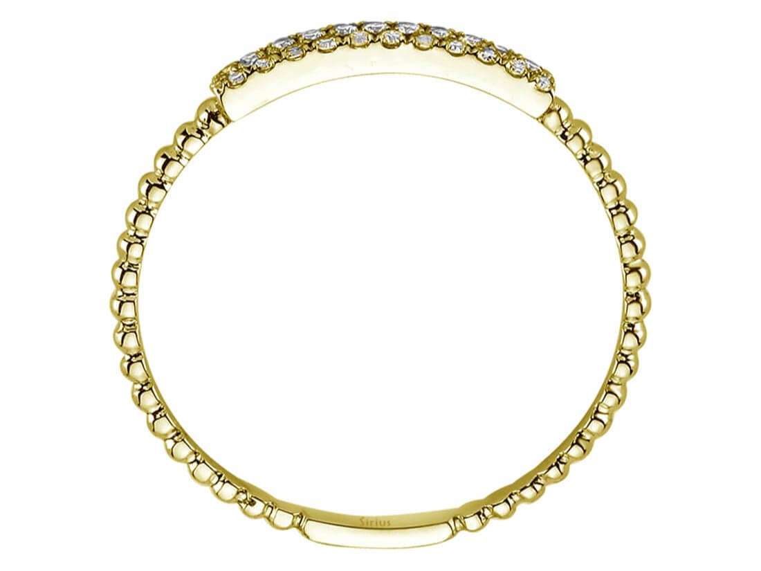 Bague demi-ronde à deux rangs de diamants de 0,11 carat en or jaune 585 14 carats