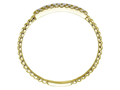 Bague demi-ronde à deux rangs de diamants de 0,11 carat en or jaune 585 14 carats
