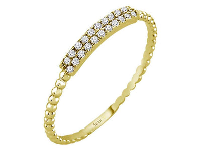 Bague demi-ronde à deux rangs de diamants de 0,11 carat en or jaune 585 14 carats