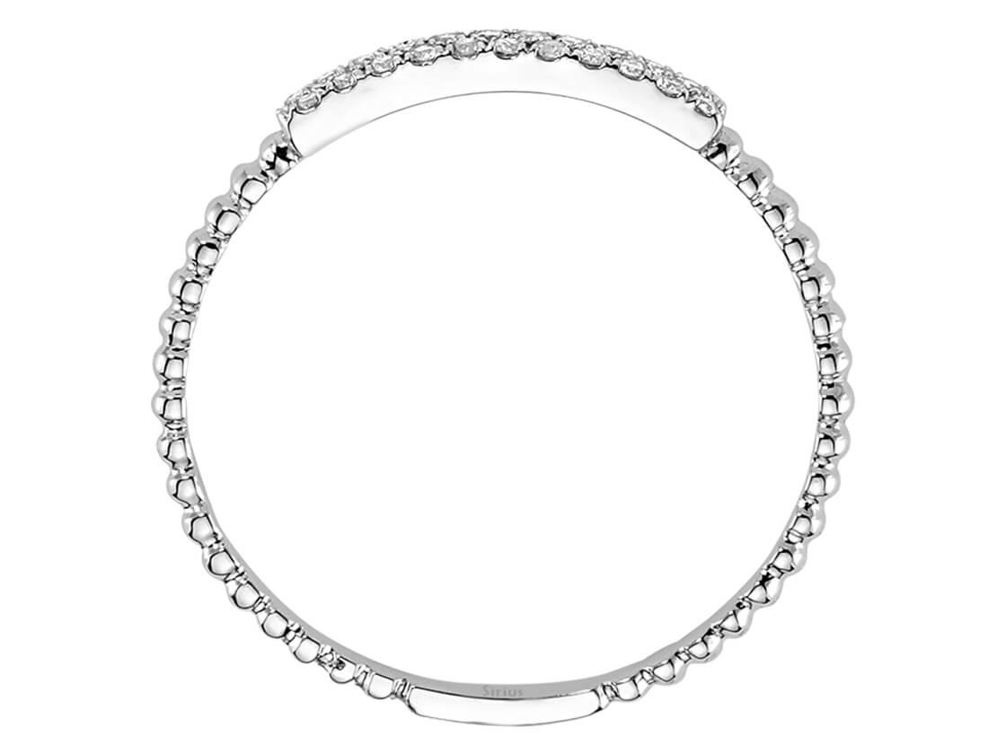 Bague demi-ronde à deux rangs de diamants en or blanc 585 14 carats