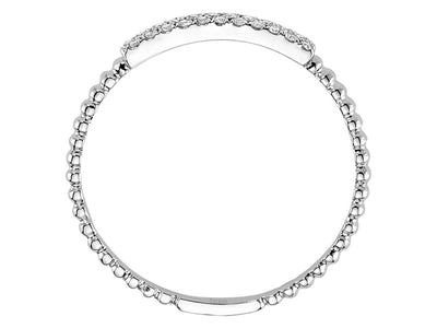 Bague demi-ronde à deux rangs de diamants en or blanc 585 14 carats