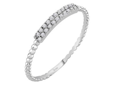 Bague demi-ronde à deux rangs de diamants en or blanc 585 14 carats
