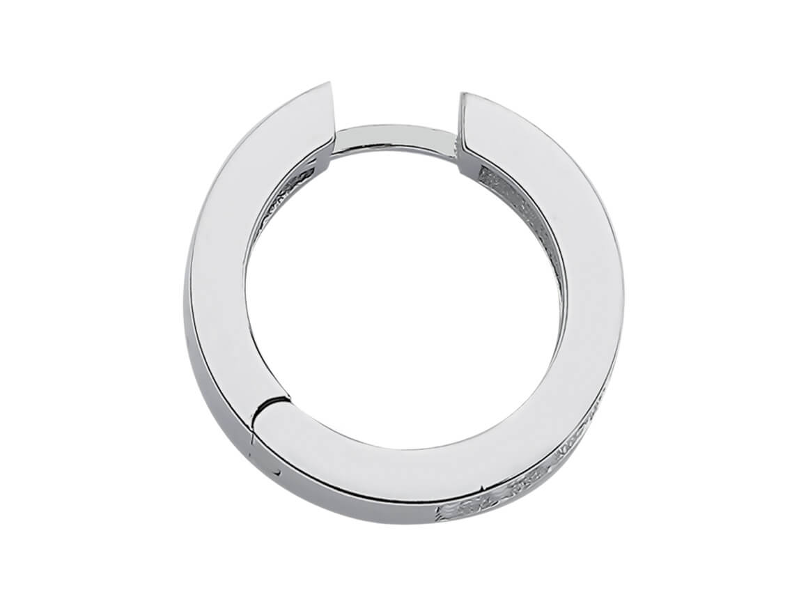 two rows of diamond men's hoop earrings in white gold