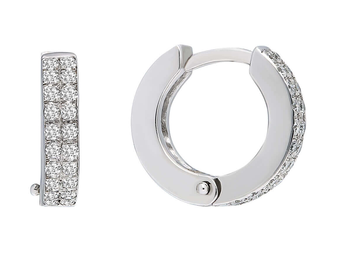 0,24 Carat Zweireihe Diamant Creolen in 585er 14 Karat Weißgold - handgefertigter Diamantschmuck aus Feingold | Sirius Diamant