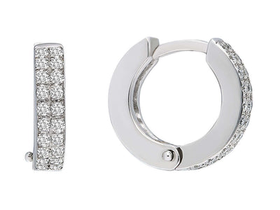 0.24 carat two-row diamond hoop earrings in 14 carat white gold