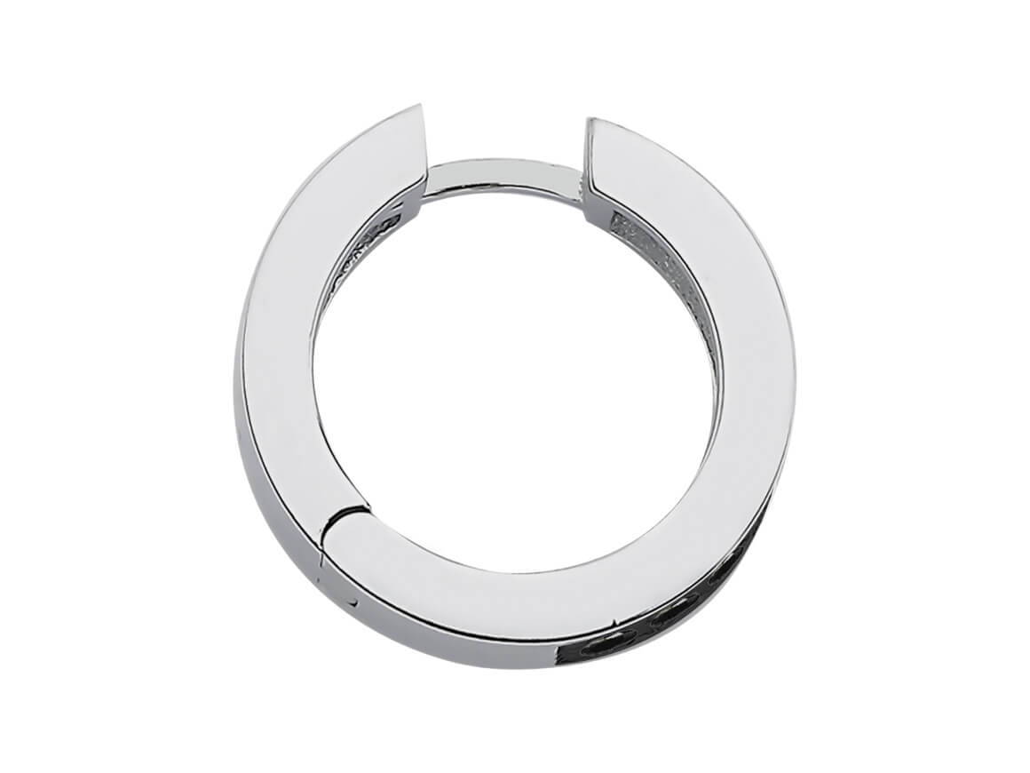 two rows of black diamond men's hoop earrings in white gold