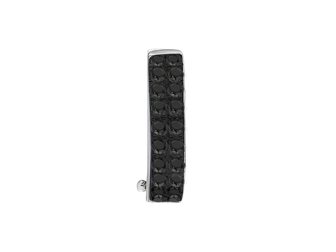 0.13 total carat black diamond men's hoop earrings in 14 K white gold