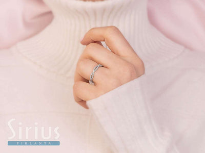 Two Rows Diamond Braid Ring