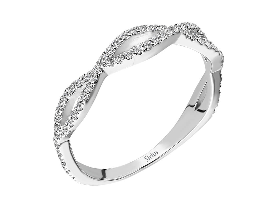 Two Rows Diamond Braid Ring