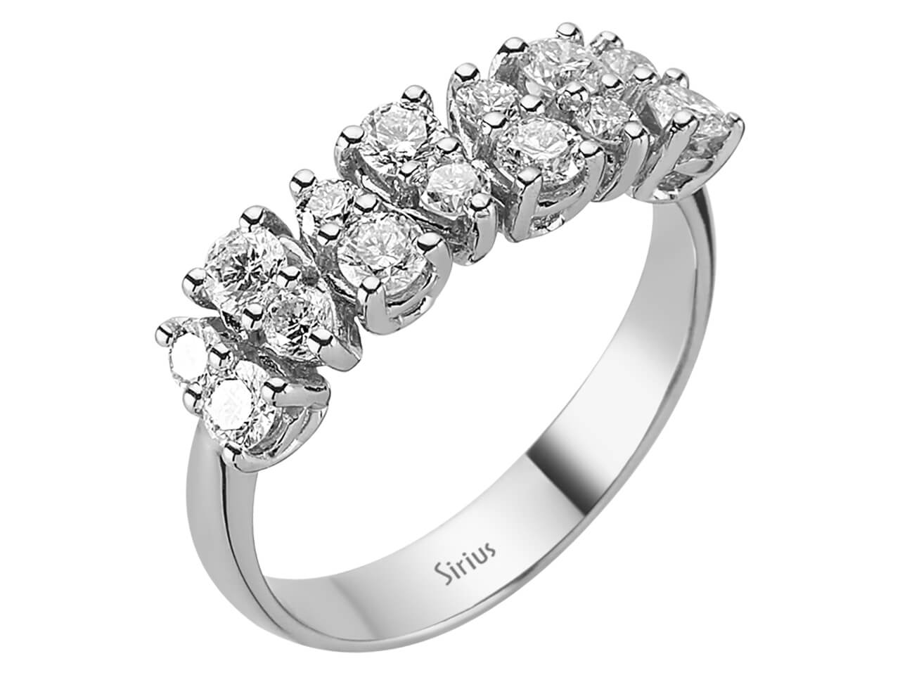 0,98 Karat Doppelreihiger Diamant Allianz in 585er 14 K Weißgold - handgefertigter Diamantschmuck aus Feingold | Sirius Diamant
