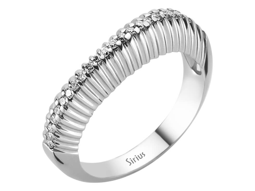 0.20 carat diamond wavy herringbone ring in 333 8 K white gold