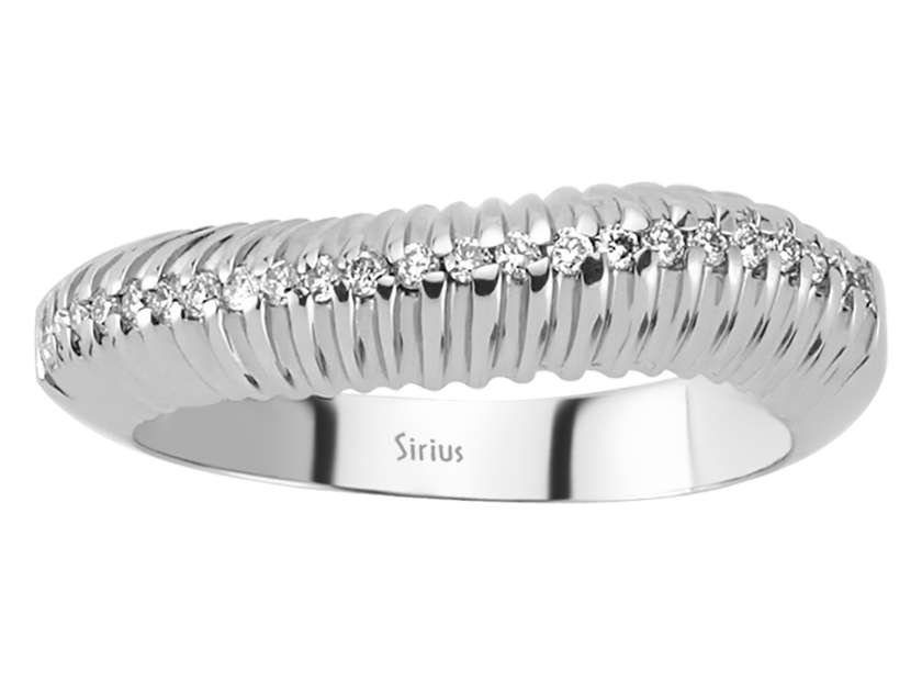 0,20 Carat Diamant welliges Fischgrätmuster Ring in 333er 8 K Weißgold - handgefertigter Diamantschmuck aus Feingold | Sirius Diamant