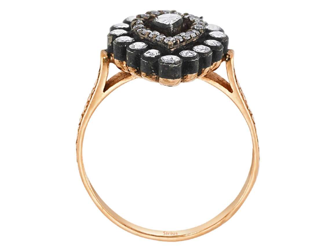 Tropfenförmiger Diamant- und Diamant-Ring - handgefertigter Diamantschmuck aus Feingold | Sirius Diamant