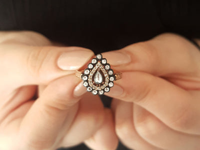 Drop-shaped diamond and diamond ring