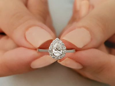 Total 0.68 Carat Pear Cut Diamond Ring