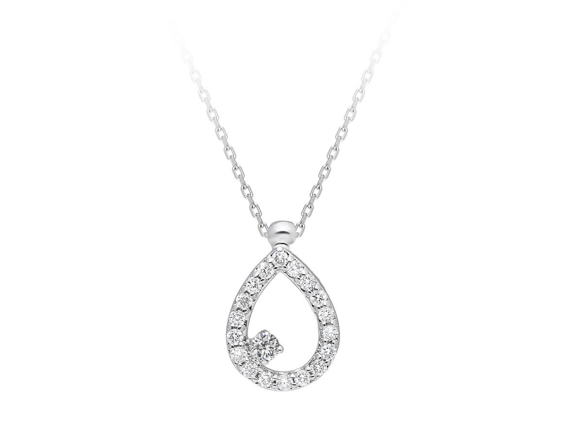 Collier goutte de diamant en or blanc 14 carats