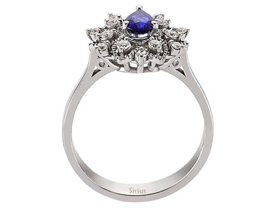 Diamond and Pear Sapphire Ring