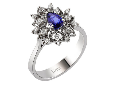 Diamond and Pear Sapphire Ring
