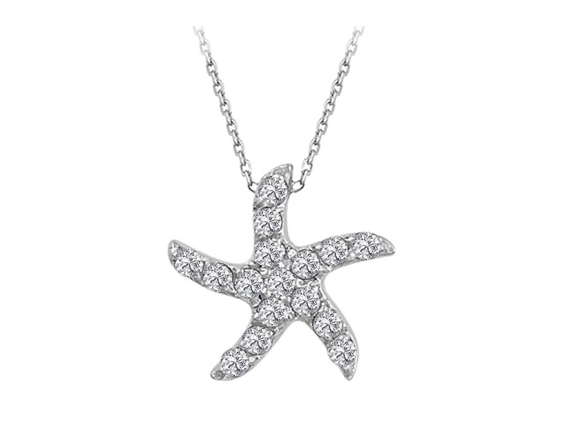 Diamant Seestern Collier - handgefertigter Diamantschmuck aus Feingold | Sirius Diamant