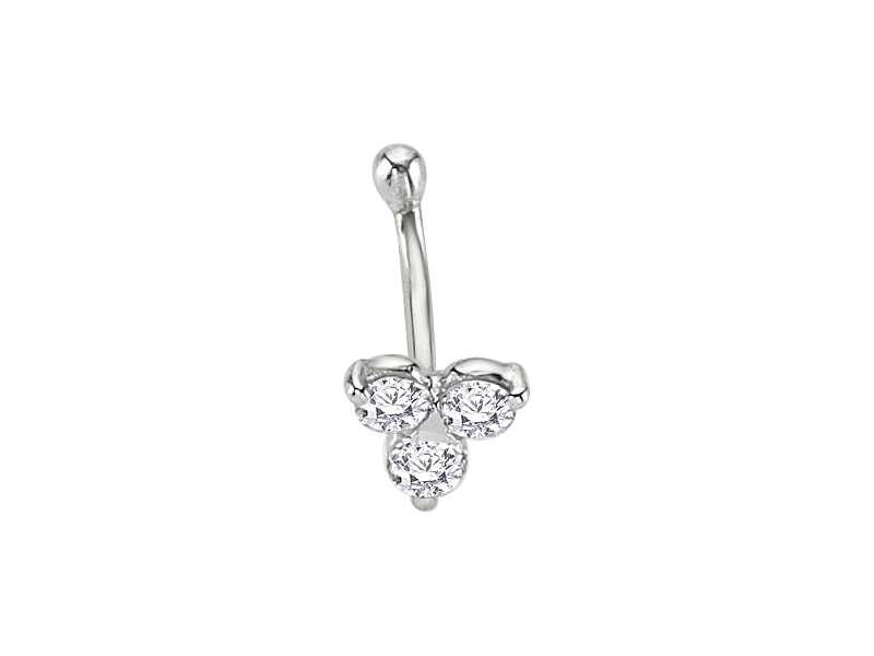 0.09 total carat diamond tria nose piercing in 14 K white gold - 7 mm x 4 mm