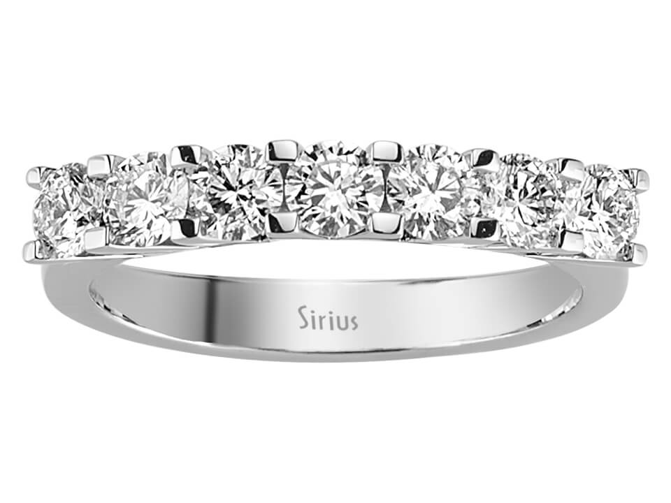 0,98 Carat 7 Diamanten Allianz in 14 K Weißgold – handgefertigter Diamantschmuck aus Feingold | Sirius Diamant