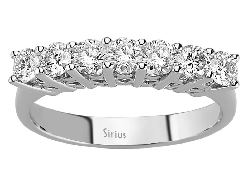 0,95 Carat Diamant 7 Stein Allianz in 585er 14 K Weißgold - handgefertigter Diamantschmuck aus Feingold | Sirius Diamant