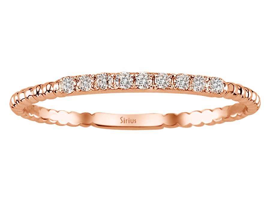 0,09 Karat Diamant 9 Stein Allianz in 333er 8 K Rotgold - handgefertigter Diamantschmuck aus Feingold | Sirius Diamant