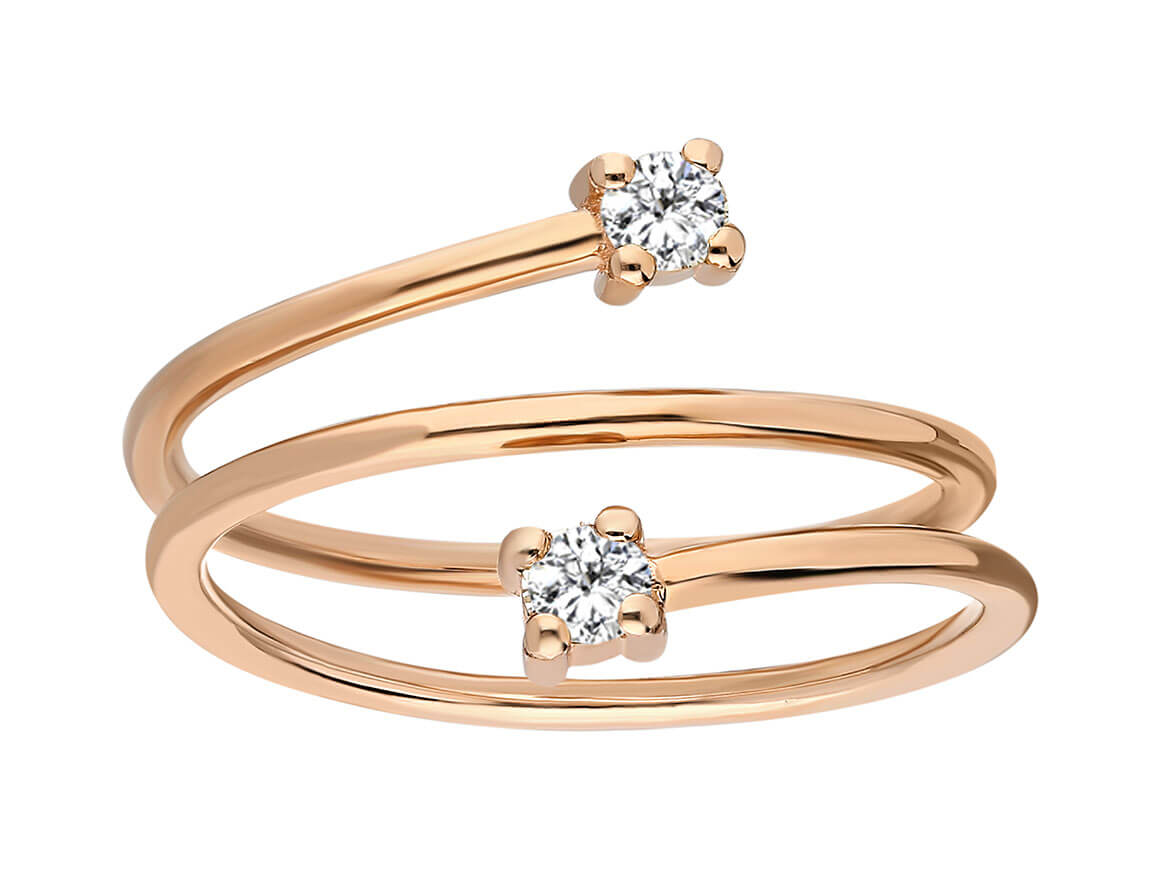 Modern Spirale Agna Ring - handgefertigter Diamantschmuck aus Feingold | Sirius Diamant