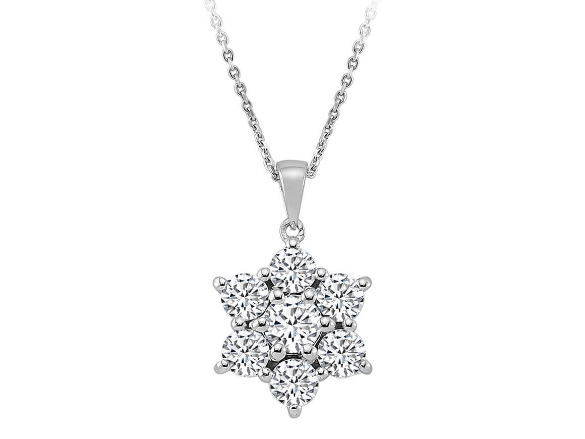 1.00 total carat diamond Aldebaran star necklace in 585 14 carat white gold