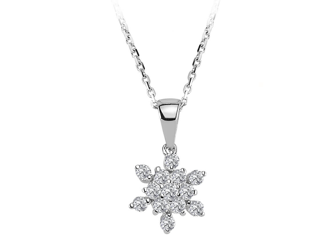 F Farbe 0,31 Gesamtkarat Diamant Antares Stern Collier in 585er 14 K Weißgold - handgefertigter Diamantschmuck aus Feingold | Sirius Diamant