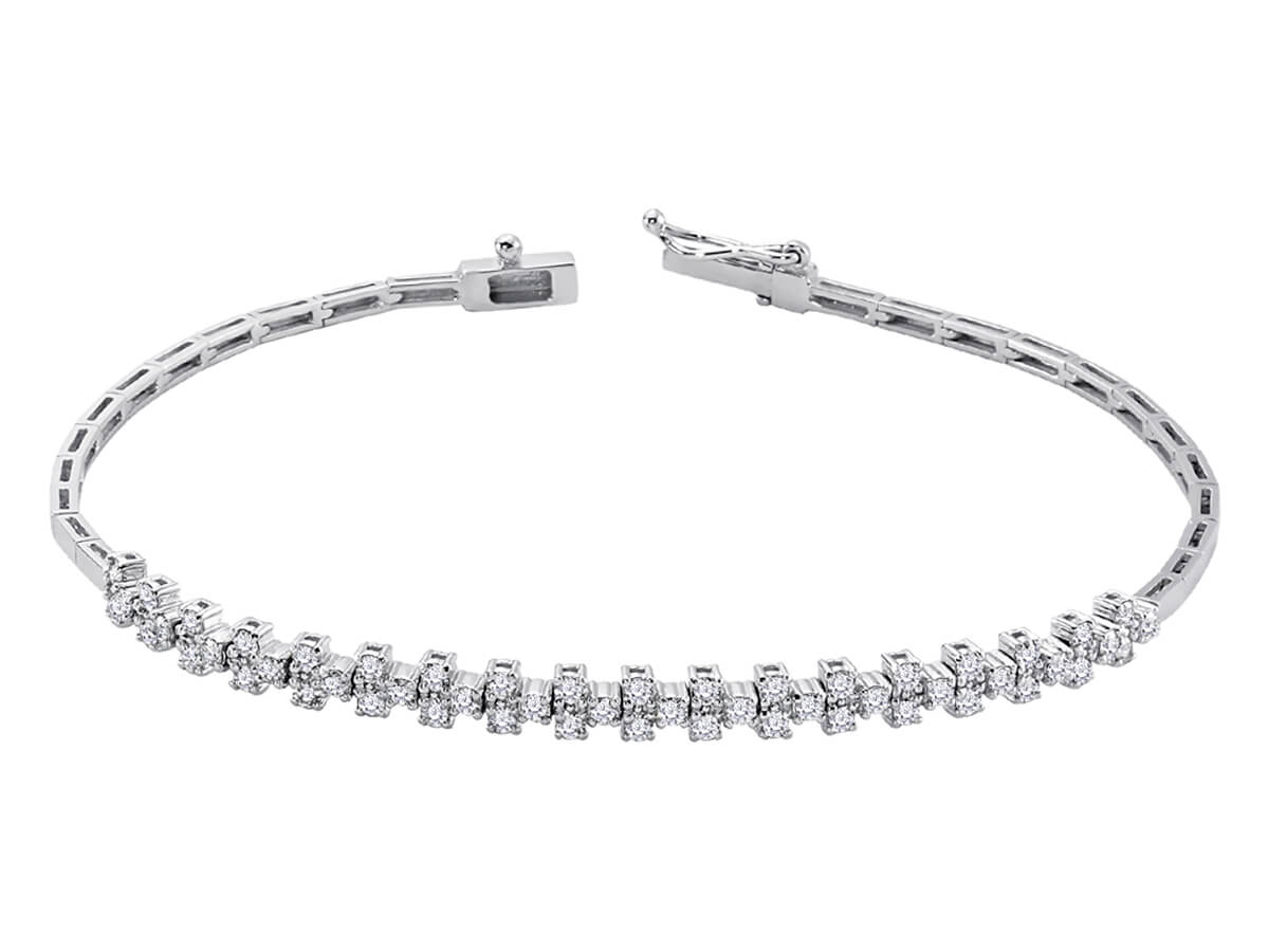 Bracelet tennis en or blanc 14 carats avec diamants de 0,95 carat