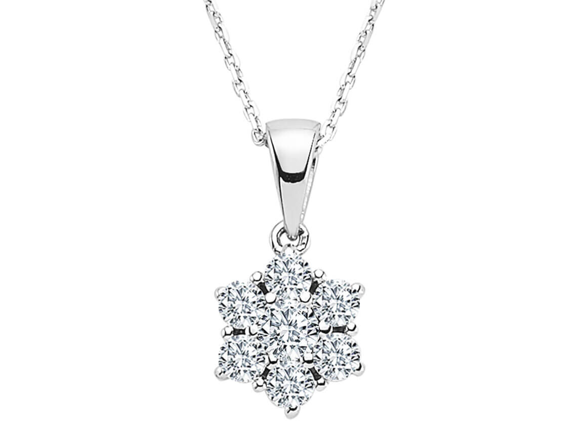 Diamant Ascella Stern Collier in 585er 14 Karat Weißgold - handgefertigter Diamantschmuck aus Feingold | Sirius Diamant