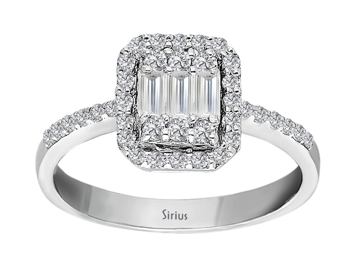 E Farbe 0,44 Carat Baguette Diamant Ring - handgefertigter Diamantschmuck aus Feingold | Sirius Diamant